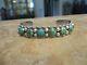 Fabulous Old Fred Harvey Era Navajo Sterling Silver Eight Turquoise Row Bracelet
