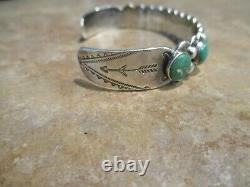 FABULOUS Old Fred Harvey Era Navajo Sterling Silver EIGHT TURQUOISE Row Bracelet