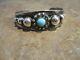 Fine Old Fred Harvey Era Navajo Sterling Silver Turquoise Dome Bracelet