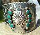 Fred Harvey Era Bell Trading Post Nickel Silver Turquoise Cuff 42.6 Gr