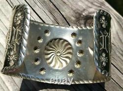 FRED HARVEY ERA BELL TRADING POST Nickel Silver Turquoise Cuff 42.6 Gr