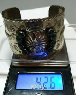 FRED HARVEY ERA BELL TRADING POST Nickel Silver Turquoise Cuff 42.6 Gr