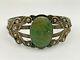 Fred Harvey Era Ih Navajo Green Turquoise Coin Silver Cuff Bracelet 27.8 G