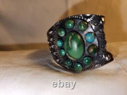 FRED HARVEY ERA NAVAJO PIC STONE WithTURQUOISE THUNDERBIRD SILVER Repair or Parts