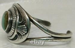FRED HARVEY ERA NAVAJO STERLING SILVER ROYSTON RIBBON TURQUOISE Cuff 31.8 Gr