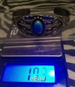 FRED HARVEY ERA NICE Sterling Silver Turquoise Arrow Cuff 17.3 Grams