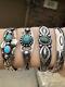 Fred Harvey Era Old Pawn Sterling Silver Stamped Turquoise Cuff Bracelet Lot 4