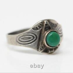 FRED HARVEY ERA Sterling Silver Green Turquoise Arrow Ring (size 8)
