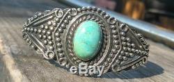 FRED HARVEY Era Sterling SILVER ARROW Navajo Indian CUFF TURQUOISE 36.1 grams