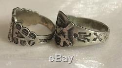 FRED HARVEY OLD PAWN LOT 2 925 STERLING SILVER RING DOG THUNDERBIRD Sz 3.5 / 6