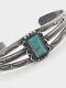 Fred Harvey Old Pawn Vintage Turquoise & Sterling Silver Cuff Bracelet