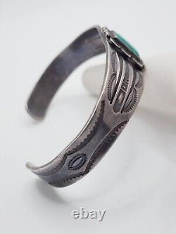 FRED HARVEY OLD PAWN Vintage TURQUOISE & Sterling Silver CUFF BRACELET