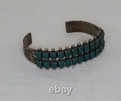 FRED HARVEY Sterling Cuff 26 Turquoise Stone Array