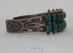 FRED HARVEY Sterling Cuff 26 Turquoise Stone Array