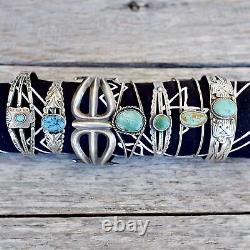FRED HARVEY Turquoise Bracelet Cuff Cutout Sterling Silver Handmade RRL Old Pawn
