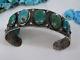 Fred Harvey Era Navajo Stamped Coin Silver 90%+ag Carico Lake Turquoise Bracelet