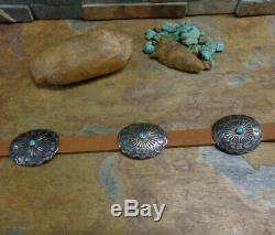 Fits All! Navajo Turquoise Silver Concho Belt Buckle Native Old Pawn Fred Harvey