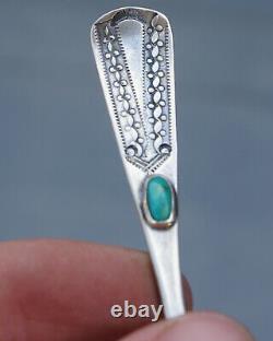 Fred Harvey 1920s Souvenir Tourist Trading Post Silver Turquoise Navajo 8 Spoons