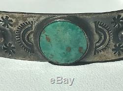 Fred Harvey Child's Navajo THUNDERBIRD Silver Old Pawn Turquoise Cuff Bracelet