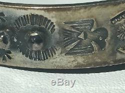 Fred Harvey Child's Navajo THUNDERBIRD Silver Old Pawn Turquoise Cuff Bracelet