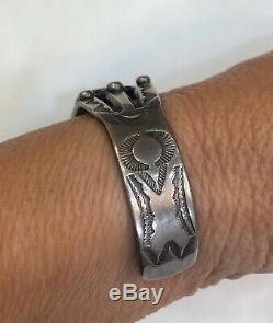Fred Harvey Coin or Sterling Silver Petrified Wood Small Unisex Cuff 6 Inches
