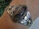 Fred Harvey Era Navajo Petrified Wood Stamped Coin Silver 90%ag 29gm Bracelet