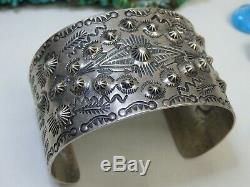 Fred Harvey Era 1&5/8Wide 51g NAVAJO Repousse Coin SILVER ThunderBird CUFF
