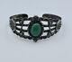Fred Harvey Era Antique Navajo Coin Silver Green Turquoise Arrows Cuff Bracelet
