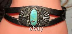 Fred Harvey Era Bracelet Navajo Sterling Turquoise Stacker Cuff Old Pawn