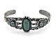 Fred Harvey Era Coin Silver Thunderbird Turquoise Stamp Cuff Bracelet Navajo Ts