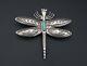 Fred Harvey Era Dragonfly Turquoise Sterling Silver Brooch 2.5 Stamped Os538