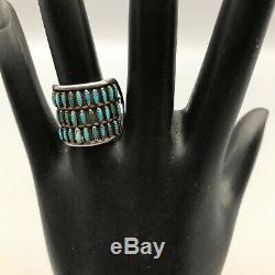 Fred Harvey Era Fine Needlepoint Turquoise And Sterling Silver Ring Size 5.5