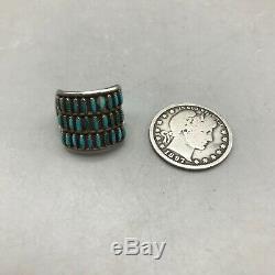 Fred Harvey Era Fine Needlepoint Turquoise And Sterling Silver Ring Size 5.5
