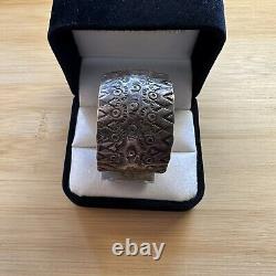 Fred Harvey Era Floricraft Sterling Silver Stamped Design Cuff Bracelet