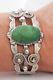 Fred Harvey Era Green Turquoise Sterling Silver Cuff Bracelet Thunderbird & Rope