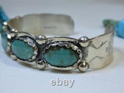Fred Harvey Era HOPI Natural CROW SPRINGS TURQUOISE STERLING Silver CUFF Maisels