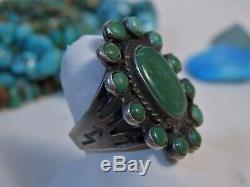 Fred Harvey Era NATIVE AMERICAN Natural NEVADA TURQUOISE Silver 90%Ag RING s6