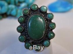 Fred Harvey Era NATIVE AMERICAN Natural NEVADA TURQUOISE Silver 90%Ag RING s6