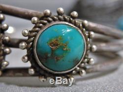 Fred Harvey Era NATIVE American Natural NEVADA TURQUOISE STERLING Silver CUFF