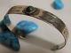 Fred Harvey Era Navajo Cerrillos Turquoise Coin Silver Whirling Logs Bracelet