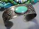 Fred Harvey Era Navajo Cerrillos Turquoise Coin Silver Whilring Logs Bracelet