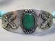 Fred Harvey Era Navajo Cerrillos Turquoise Hammered Coin Silver Bracelet