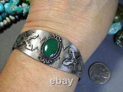 Fred Harvey Era NAVAJO Cerrillos TURQUOISE Hammered COIN Silver Bracelet