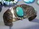 Fred Harvey Era Navajo Cerrillos Turquoise Sterling Silver Thunderbird Bracelet