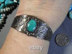 Fred Harvey Era NAVAJO Cerrillos TURQUOISE Sterling Silver THUNDERBIRD Bracelet