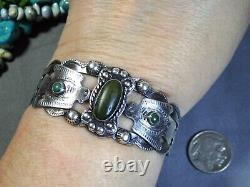 Fred Harvey Era NAVAJO Cerrillos TURQUOISE Sterling Silver THUNDERBIRD Bracelet