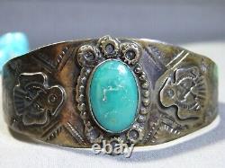 Fred Harvey Era NAVAJO Cerrillos TURQUOISE Sterling Silver THUNDERBIRD Bracelet