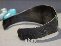 Fred Harvey Era NAVAJO Cerrillos TURQUOISE Sterling Silver THUNDERBIRD Bracelet