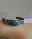 Fred Harvey Era Navajo Green Turquoise Sterling Silver Dog Horse Goat Cuff 20.1g