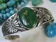 Fred Harvey Era Navajo Maisels Cerrillos Turquoise Coin Silver Repousse Cuff
